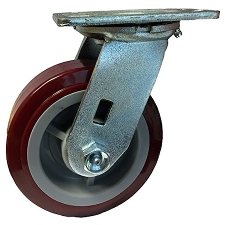 Casterhq 5"x2" Swivel Caster, Maroon on Gray Polyurethane on Polyolefin Whee CH-5020PRO